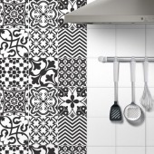 ADESIVO AZULEJO PRETO E BRANCO - KIT 18PÇS