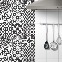Adesivo Azulejo Preto e Branco - kit 18pçs